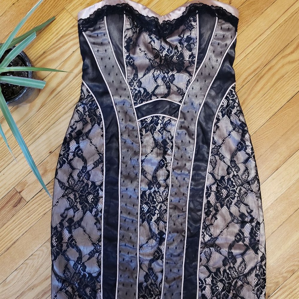 Bebe lacey strapless mini dress